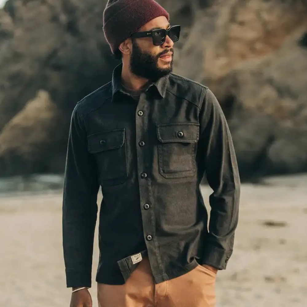 Taylor Stitch The Lined Shop Shirt in Coal Boss Duck (40)